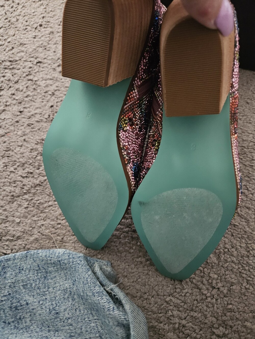 Betsey Johnson Pink Floral Crystal Western Booties Sz 8 $125 NWT - Picture 4 of 5